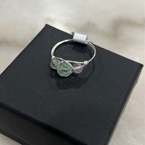 3 Stone Fluorite Gemstone Wire Wrap Ring